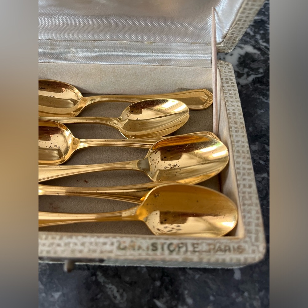 Christofle 🇫🇷☕️ Espresso Antique 🥄 Spoon Set - Picture 5 of 15